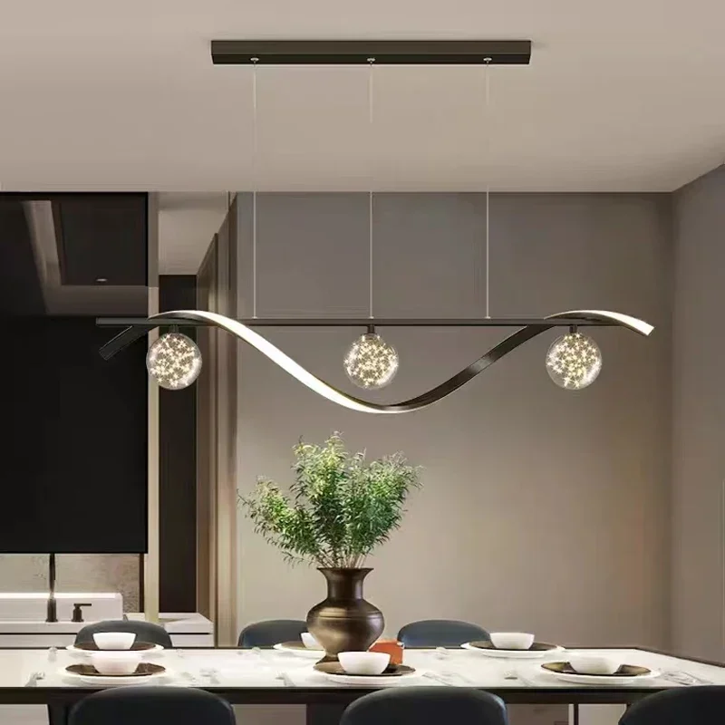 Restaurant chandelier - modern and minimalist creative Magic Bean table lamp - full sky star long strip dining room lamp - Image 2