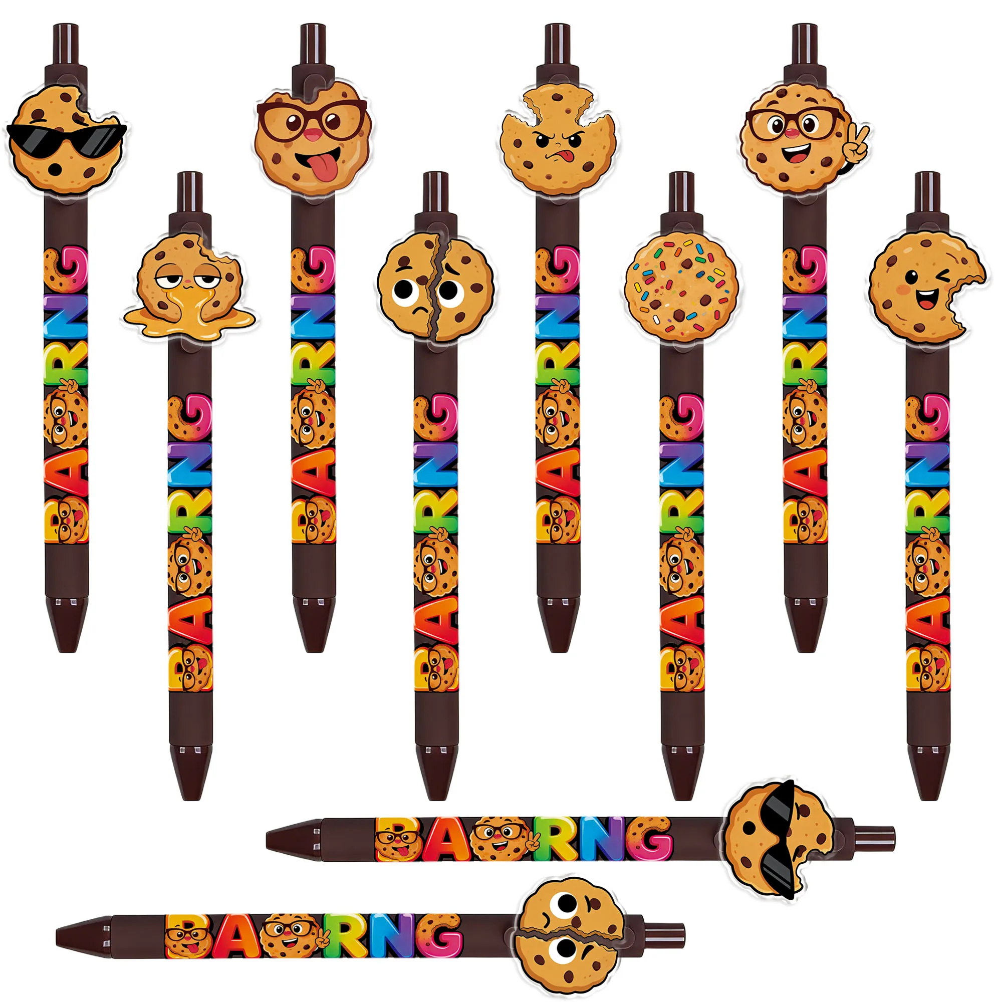 

10 PCS / 18 PCS Creative Cookie-shaped Push-button Pens - Student Office Writing Pens - Daily Record Signature Pens
