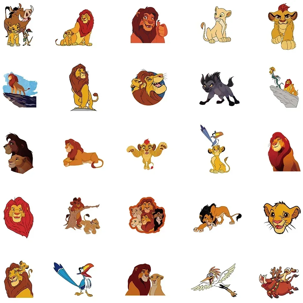 50PCS The Lion King Simba Stickers Disney Graffiti Decal For Scrapbook Diary Laptop Luggage Skateboard Waterproof Stickers