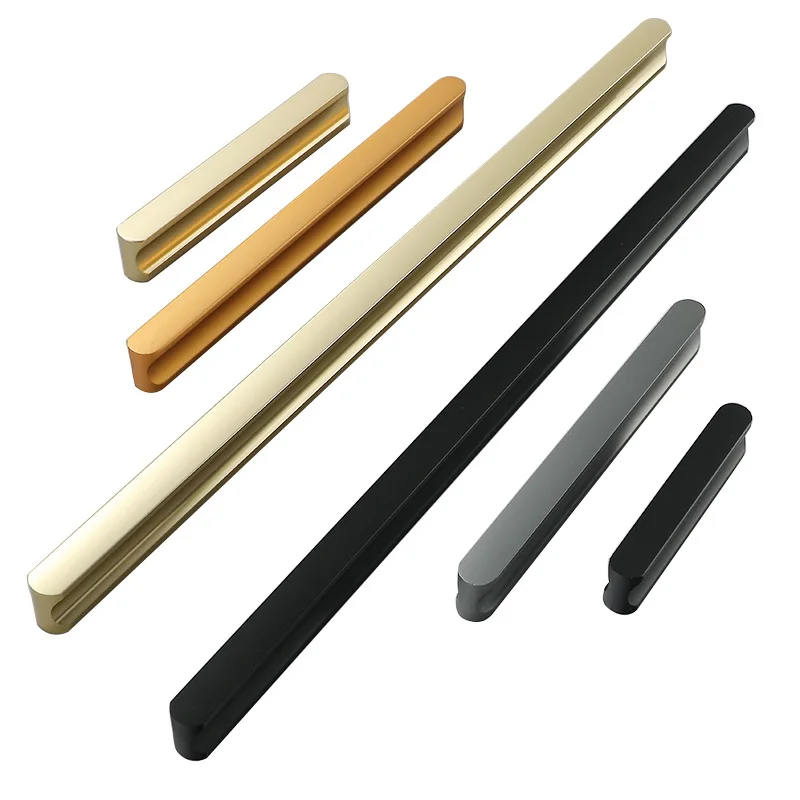 Space Aluminum Oxidation Matte Black Cabinet Door Handle Champagne Gold Wardrobe Drawer Knob Brass Brush Furniture Decoration