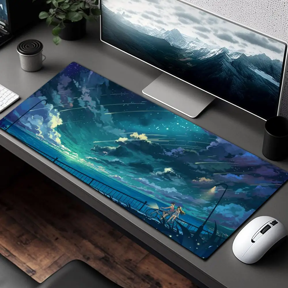 

Romantic anime illustration design Mouse Pad Desk Mat Gaming pad Non-Slip Stitched Edge desk accessories Computer mousepads