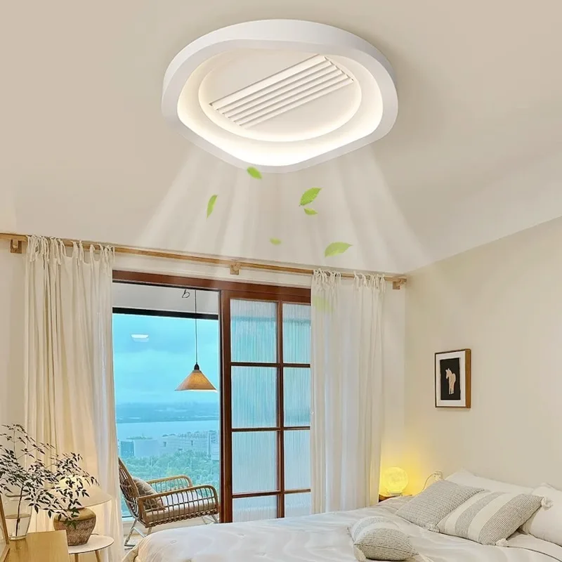 Leafless electric fan lamp living room modern simple dining roomMaster bedroom room lamp intelligent eye protection fan light