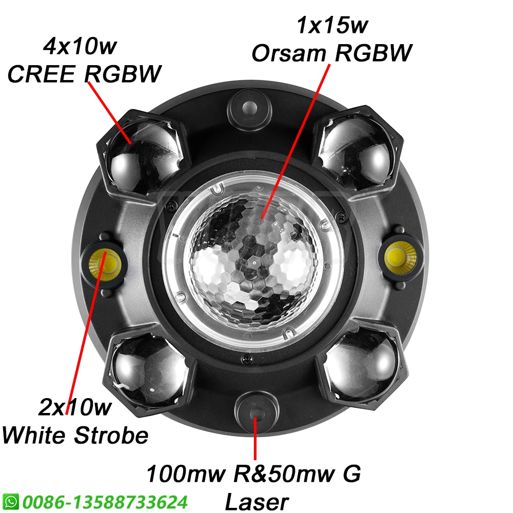 Dj Disco RGBW Moving 4 Heads RG Laser Strobe Magic Ball Home Party Effects Stage Lighting DMX Remote Control Bar Lamp Show