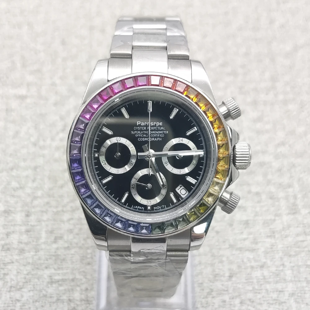 

Высококачественные кварцевые часы с механизмом 39 мм, цветные, инкрустированные бриллиантами, бело'quan, светящийся, водонепроницаемый сапфир