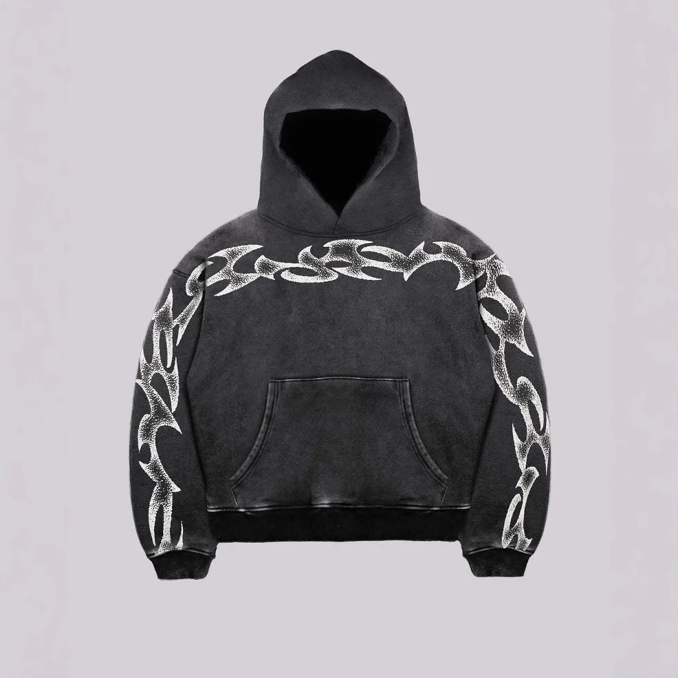 

Waed Totem Printed Hip Hop Ro k Mens Sweatirt Long Sve Comfortable Fit Hoodie Unbranded Women's Faion