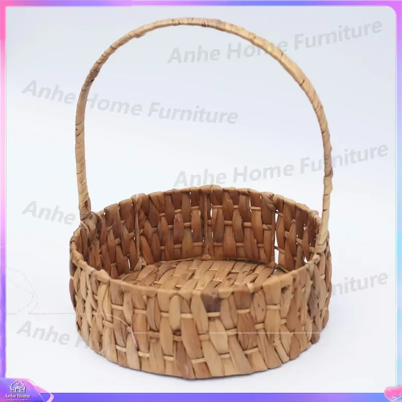 Rectangle Woven Bamboo Pet Bed Basket with Imitation Handle Soft Cat Dog House Cozy Puppy Nest Kennel Home Decor Gift Storage