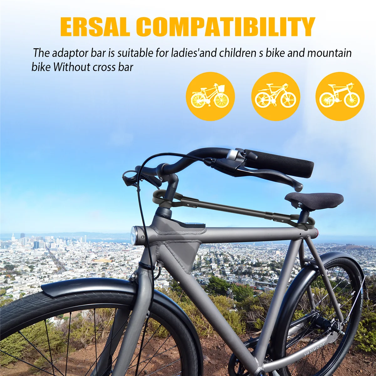 Capacity 30Kg/66Lbs Bike Bicycle Top Tube -Bar Frame Adjustable Adapter for Y-Frame Lady Bike Car Rack image 6