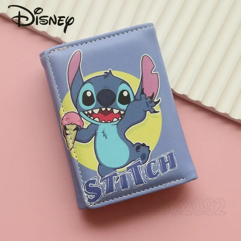 

Disney Stitch New Children's Coin Purse Cartoon Children's Wallet Folding Fashion Mini Coin Purse Large Capacity Multi-card Slot