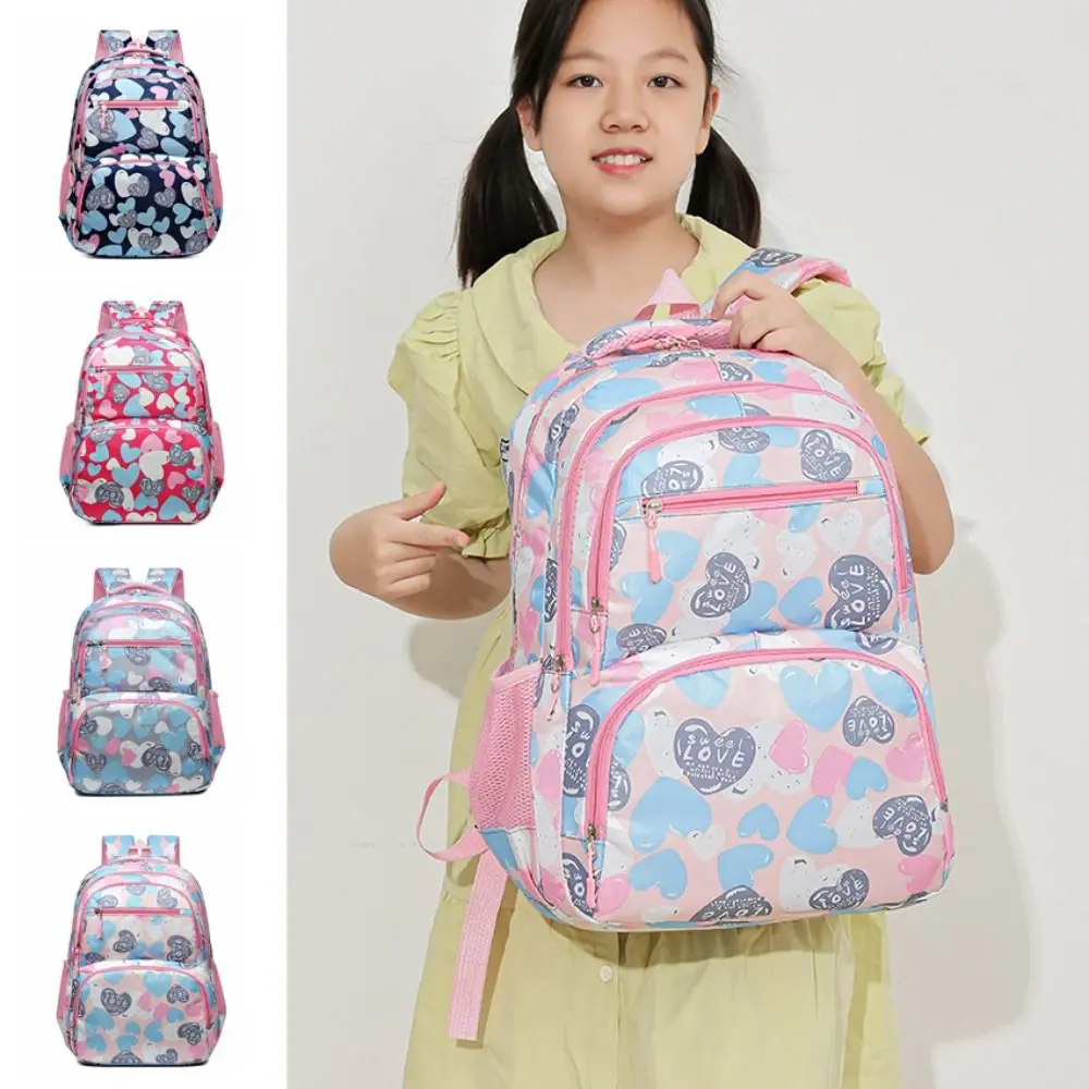 Tahan lama ransel kuliah lucu portabel ringan tas sekolah siswa motif hati tas bahu warna-warni belanja