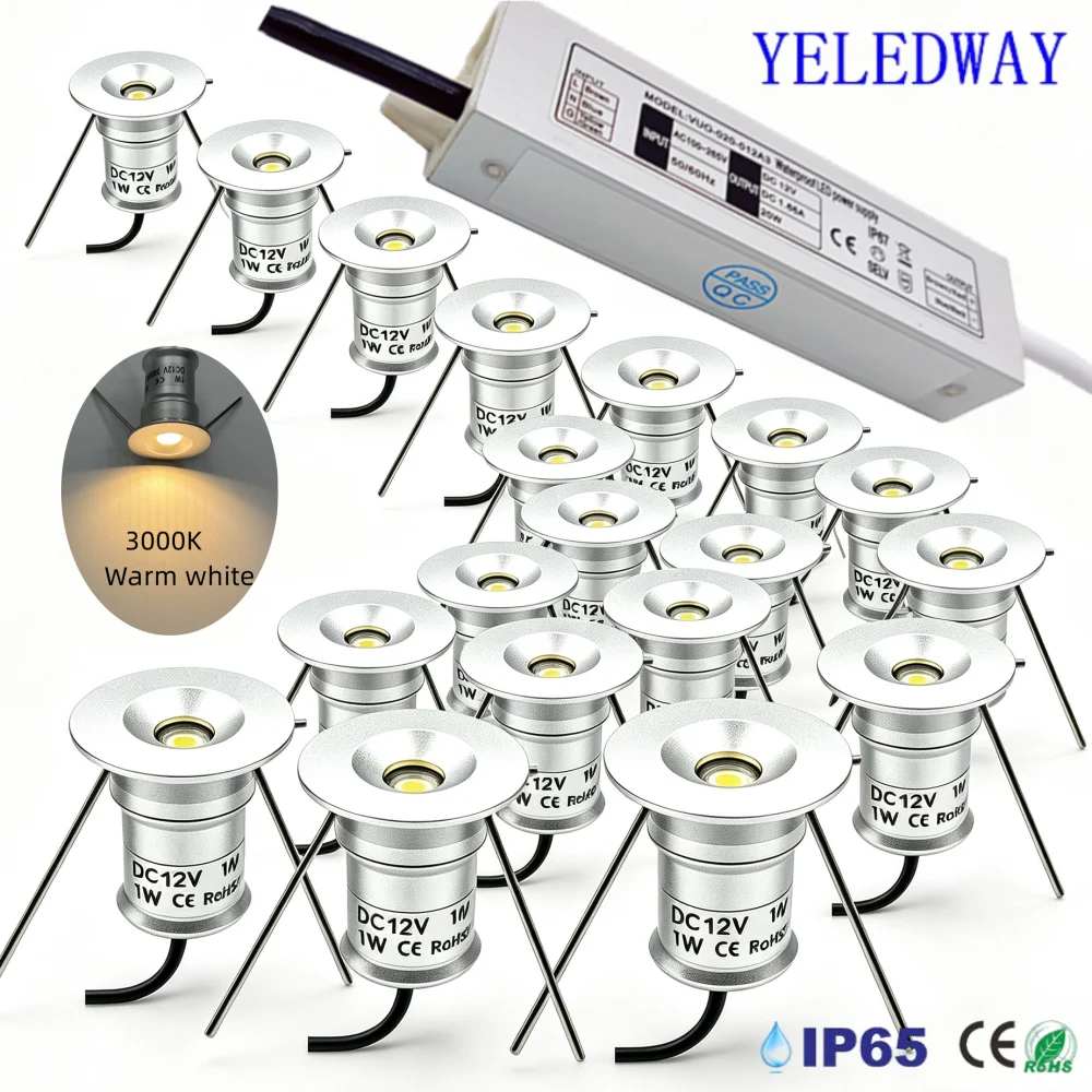 1W Mini Downlights Led 12V Recessed Spot Lights IP65 Bedroom Kitchen Ceiling Spotlights Indoor Lighting with Driver