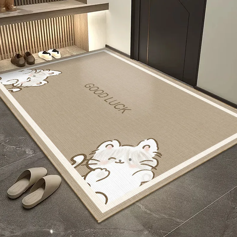 

VIKAMA Cartoon Cat Loop-pile Carpet Anti-Slip Door Mat, Entrance Mat, Washable and Dust-Proof Floor Mat Suitable for Home Decor