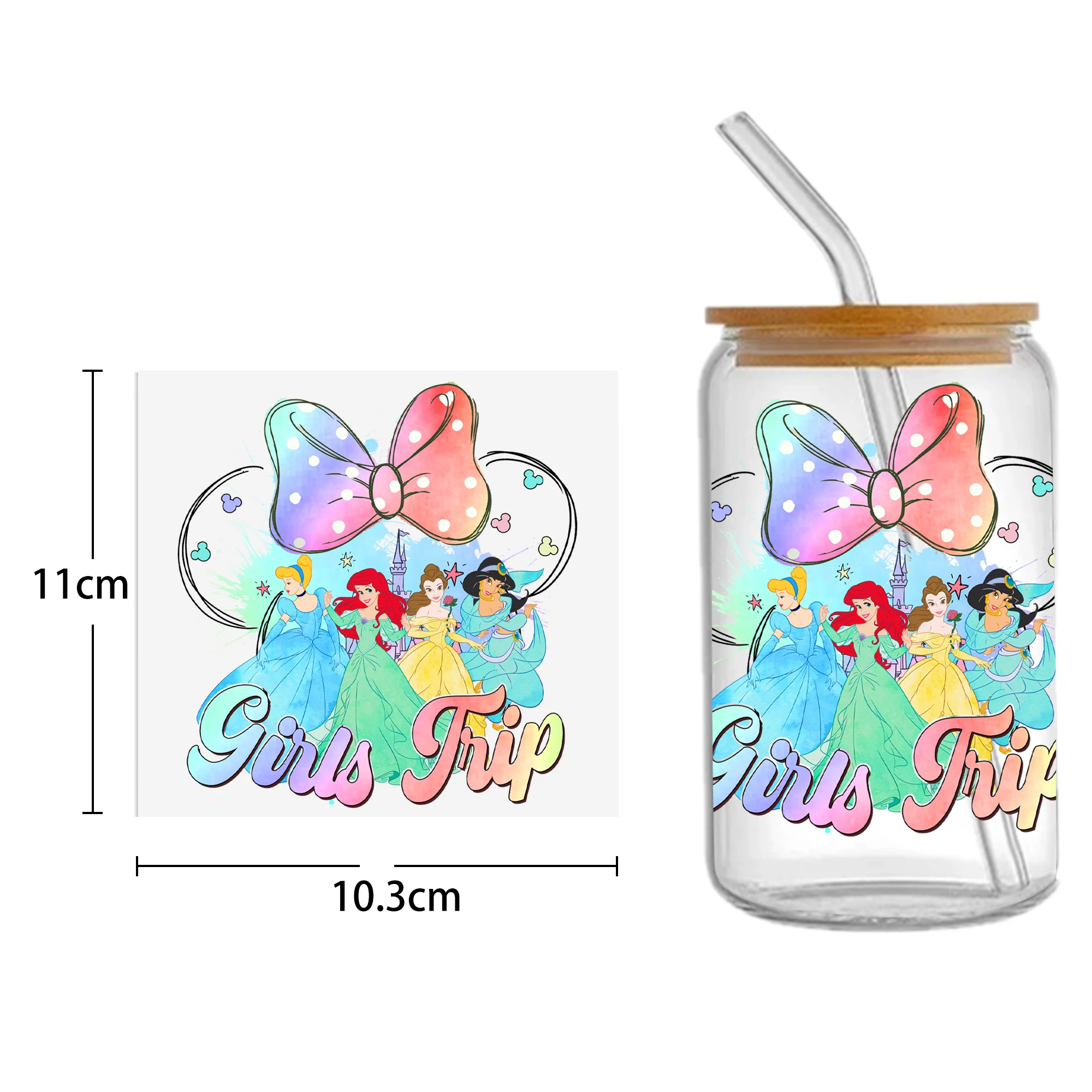 Disney Princess Villains DTF Sticker Cups Cool Personalize UV Wrap Transfer Sticker Custom Labels DIY Selfadhesive Waterproof