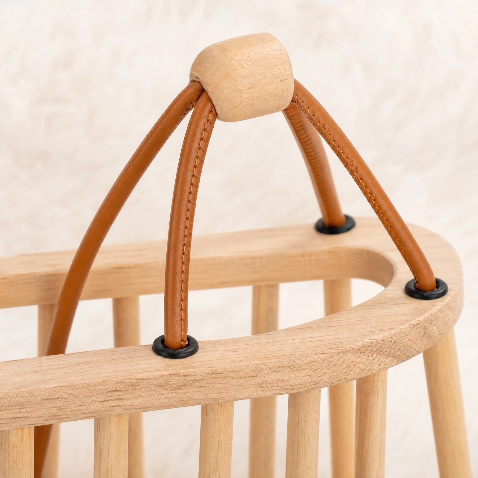 Wooden Children Grocery Play Basket with Handle for Pretend Shopping Toy for Kids Age 4-6 Natural Finish