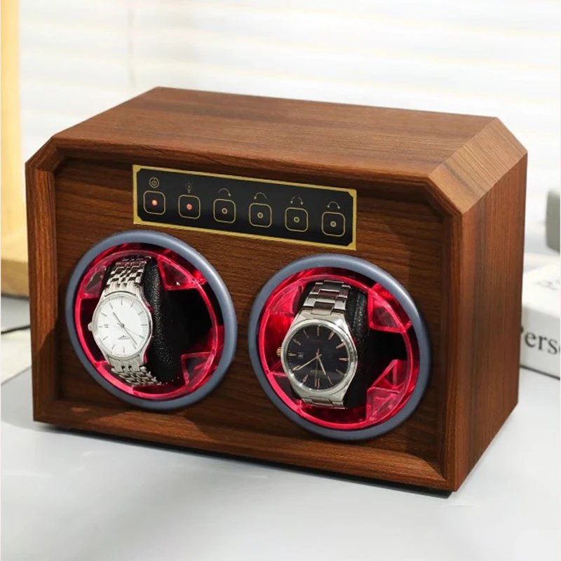 

2 Watch Winder Mechanical Watch Shaker Wrist Watches Automatic Rotation Winding Device Men Watches Storage Box with LED Light