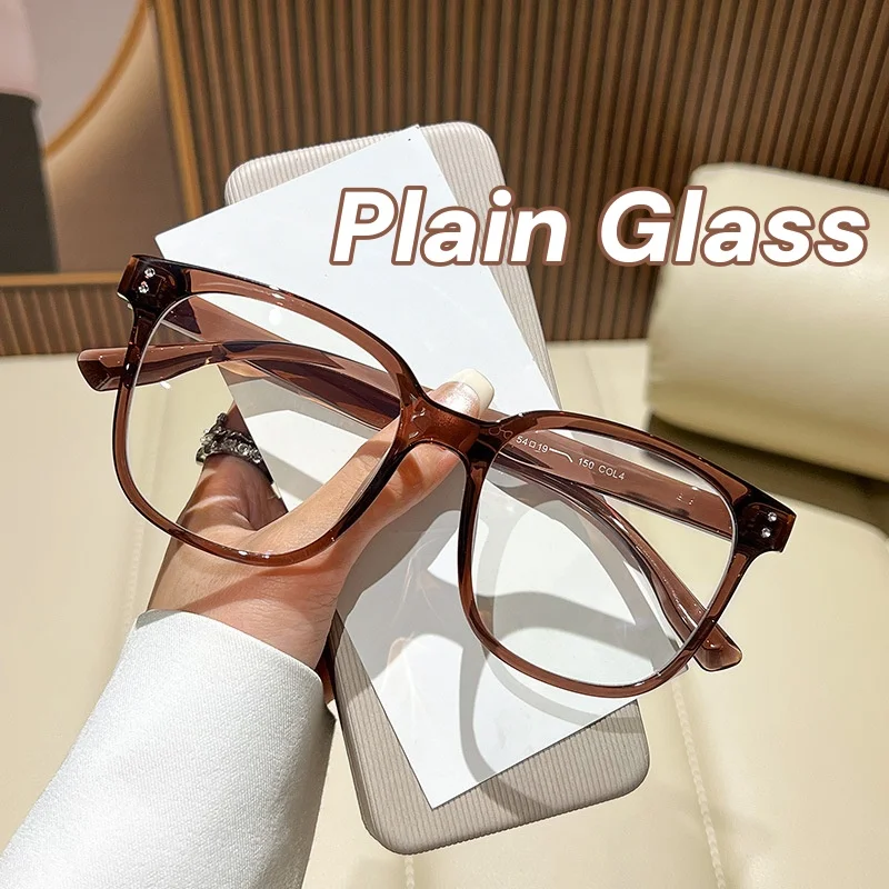 

New Square Frame Blue Light Blocking Glasses Women Trendy Large Frame Eyeglasses Men Anti Blue Light Computer Plain Glasses
