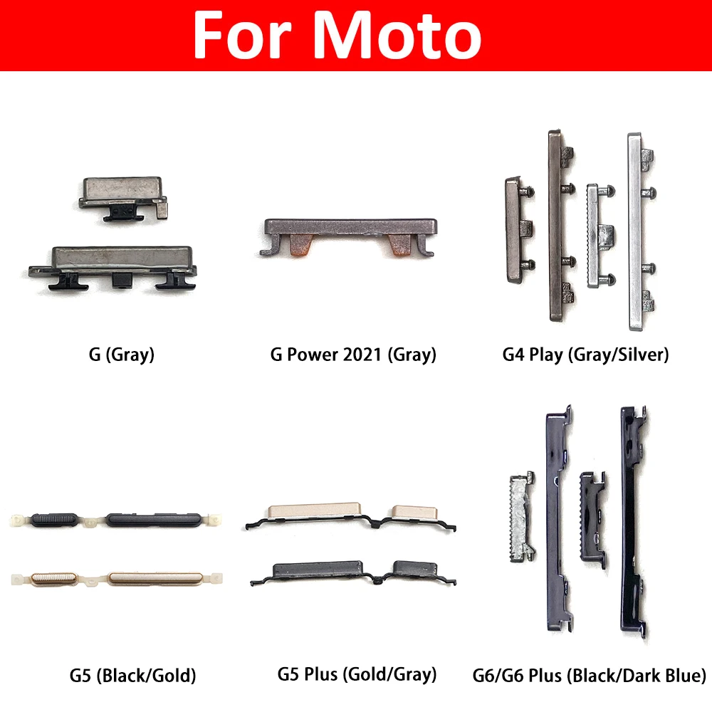 For Moto G Power 2021 G5 G6 Plus SIde Volume Button + Power ON / OFF Buttton Key Set Replacement Part