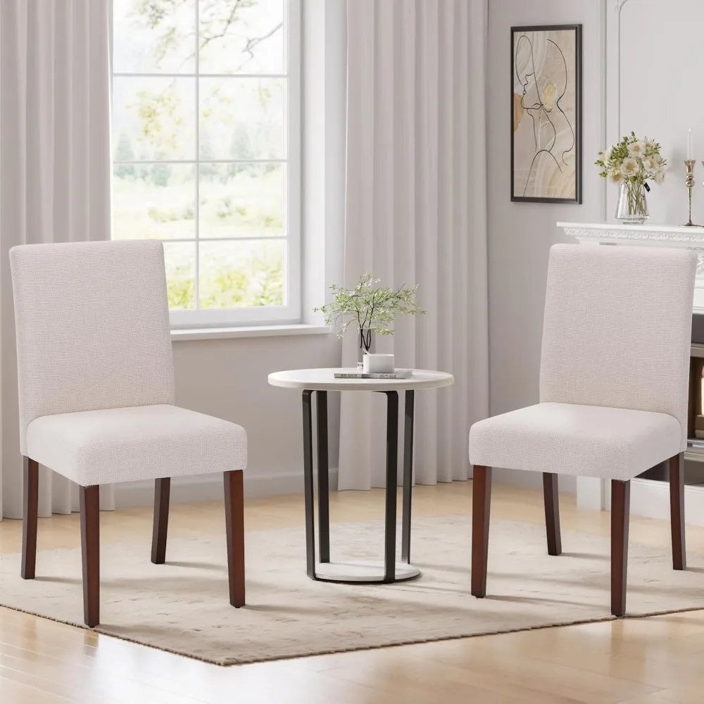

Upholstered Parsons Dining Chairs Set of 2, Modern Dining Room Chairs with Back, Fabric Kitchen Side Chairs with Wood Legs