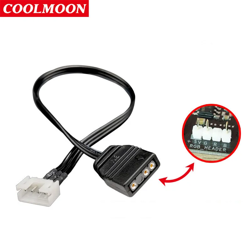 COOLMOON Dedicated R5 Adapter cable 5V 3pin ARGB to 6pin 4pin Adapter Cable Controller for PC Case Fan Light Strip Graphics Card