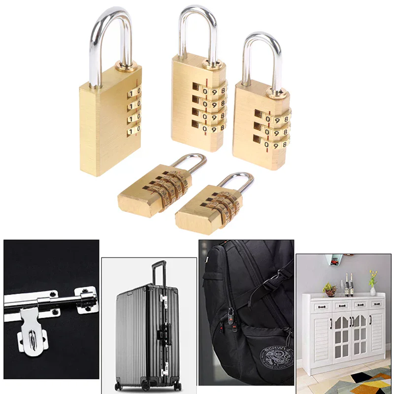 Brass Mini 3/4 Digits Number Code Lock Combination Padlock Pad Lock Resettable For Travelling Bag Door Cabinet