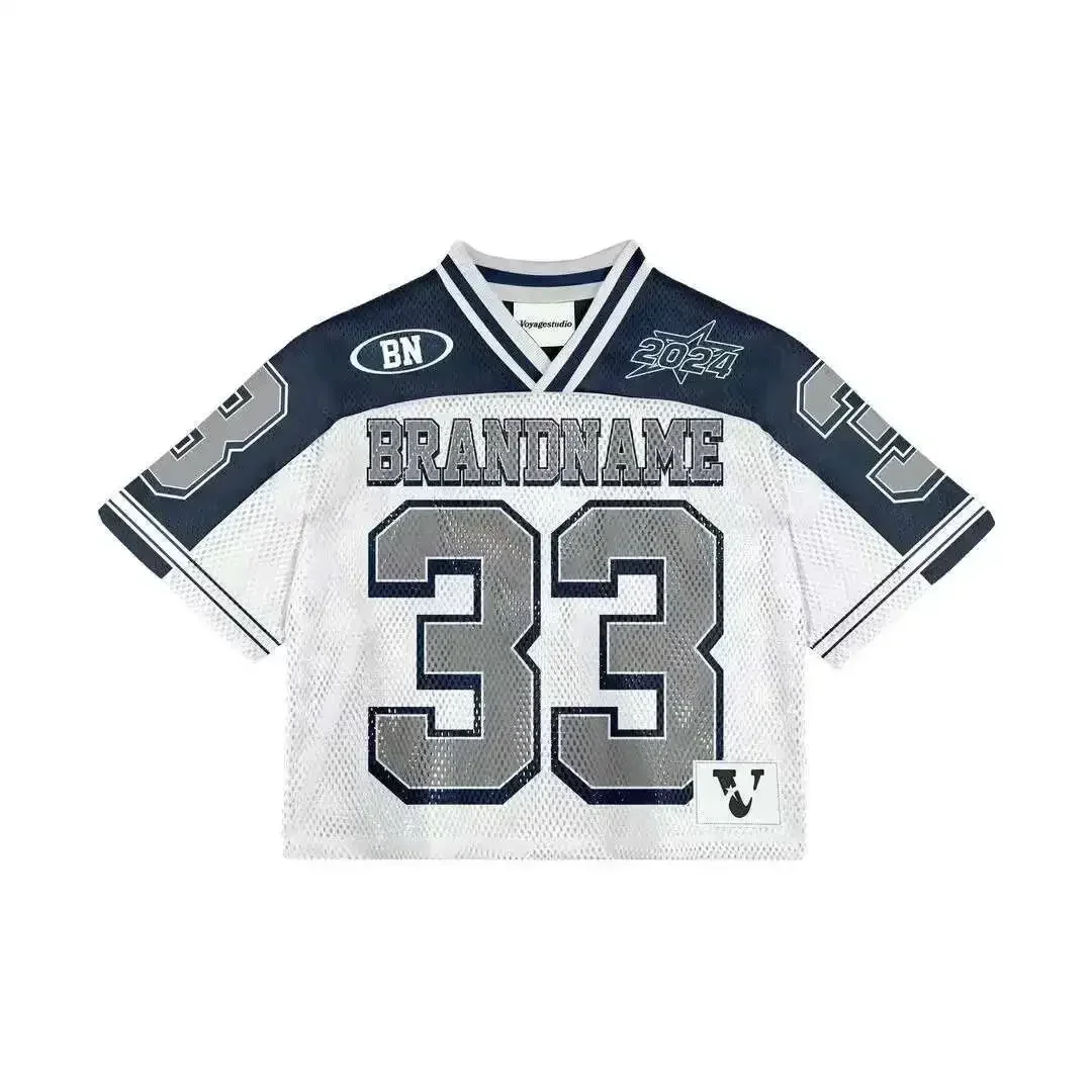 Y2K American T-shirt Harajuku Hip Hop Fashion Football Jersey Streetwear Vintage Casual Breathable Splicing Loose Short Sleeve image 4