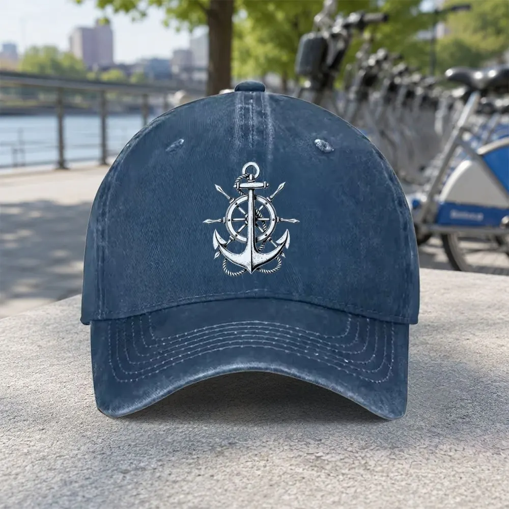 Unisex Ship Rudder Anchor Water Wash Baseball Cap Fishing Cowboy Sun Hats Hip Hop Mens Snapback Cap