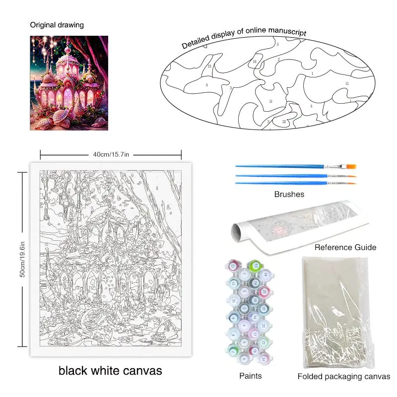 GATYZTORY Coloring By Number Dream Castle House Kits Painting By Number DIY Scenery Modern Drawing On Canvas Art Gift