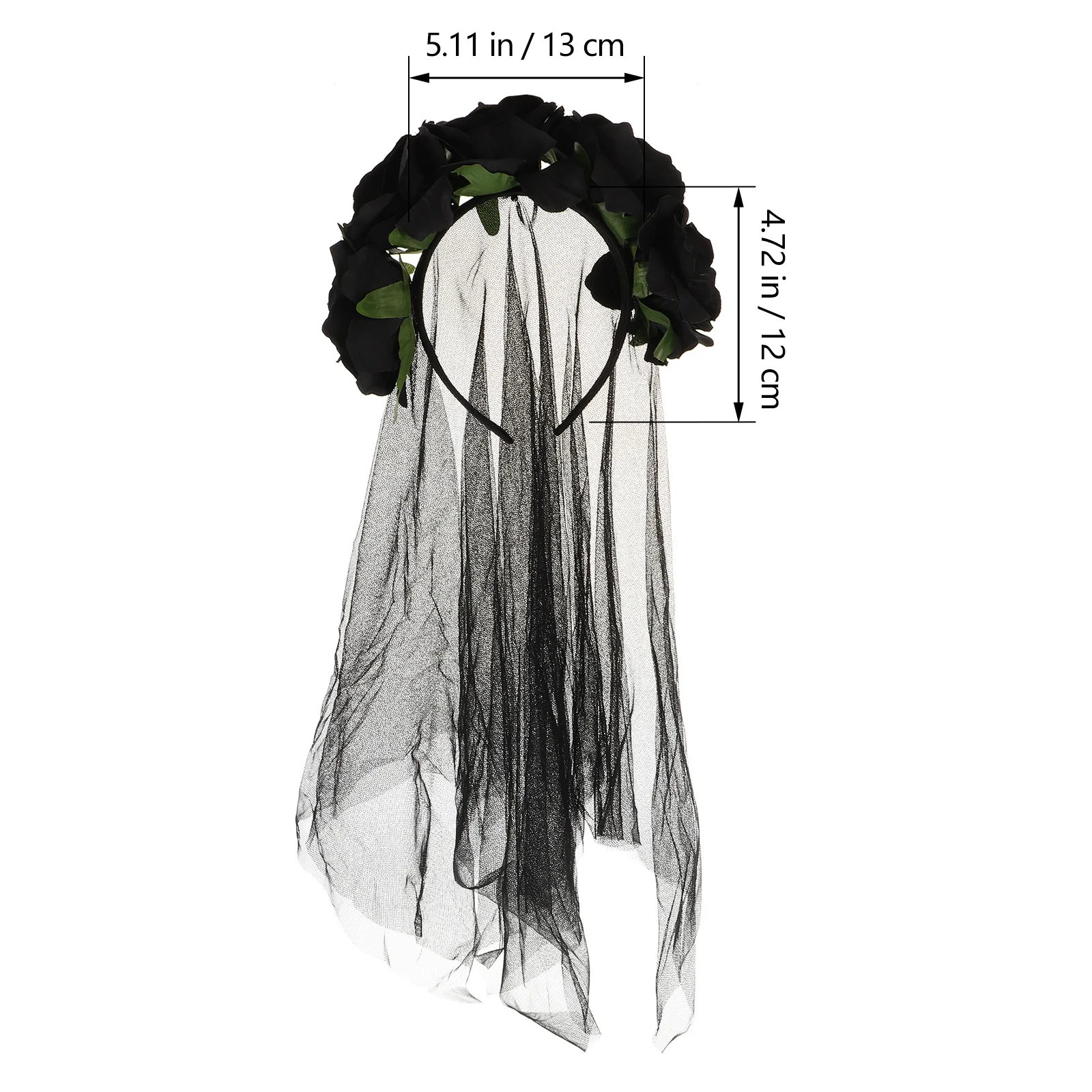 

Rose Decor Head Veil Black Pattern For Festival Party Carnival Halloween Makeup Accessory Women Hair Ornament Headpiece