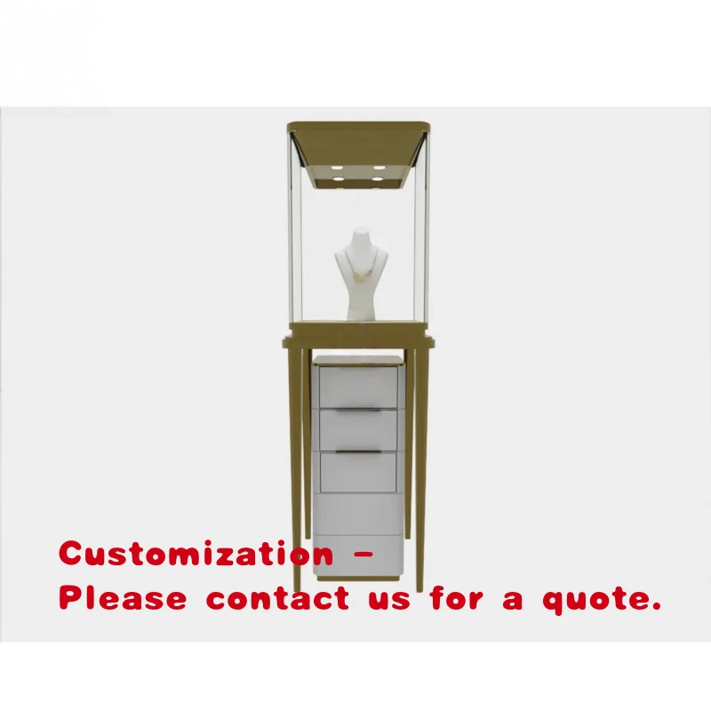 custom.Customized Modern High-End LED Lighting Spotlight Jewelry Eco-Friendly Retail Display Racks Pre-Assembled Easy Displa