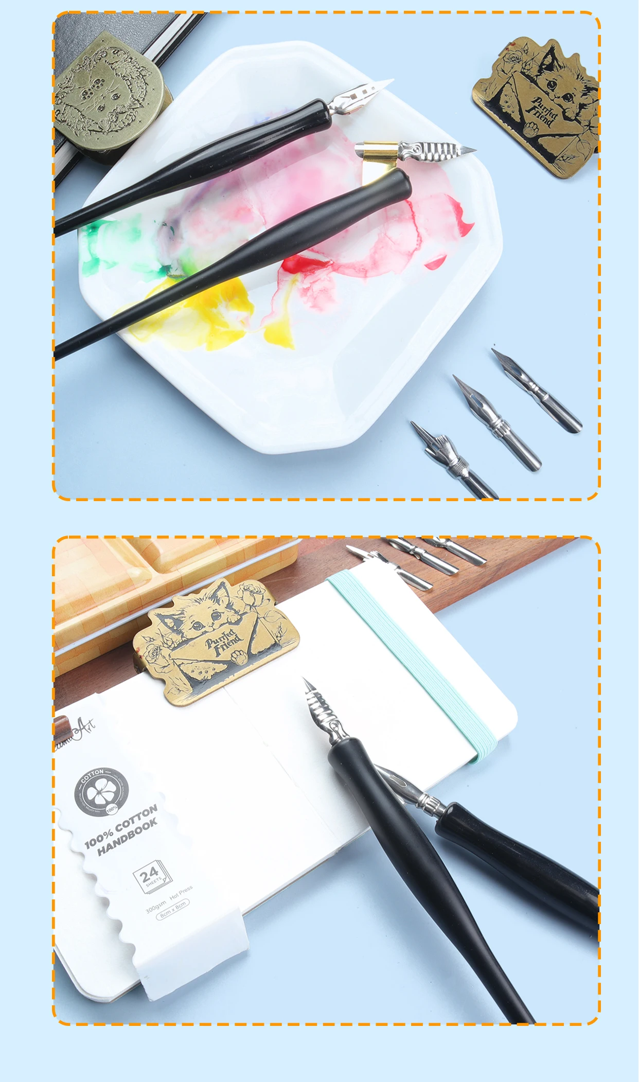 SeamiArt 1 Stück multifunktionaler Dip-Pen-Halter mit Flansch, 5 Stück Stiftspitzen-Set für Künstler, Anime, Comic, Kalligraphie – Detail 6