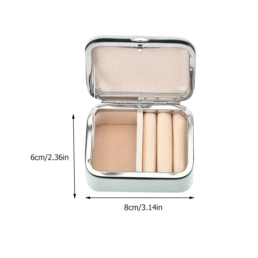 Portable Jewelry Organizer Box PU Material Small Jewelry Storage Case Travel Necklace Ring Earrings Holder Desktop Box