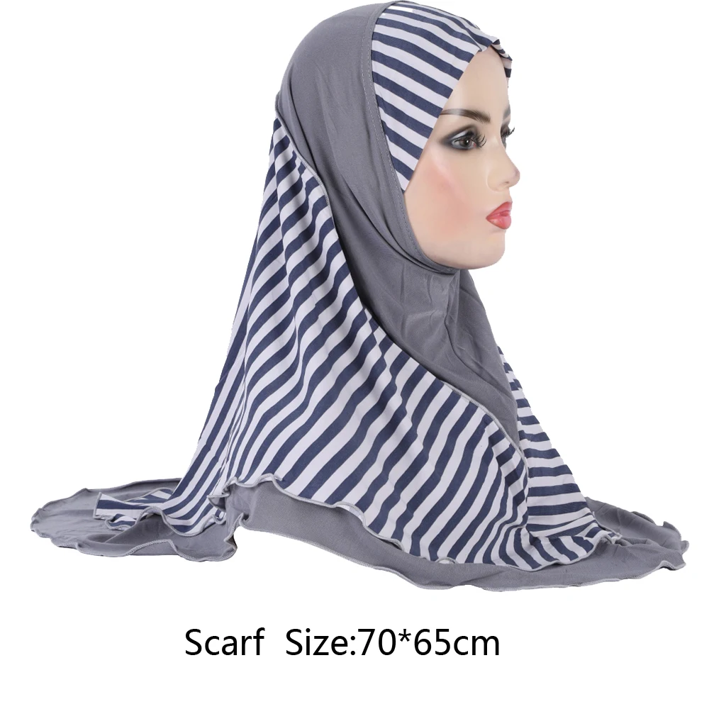 12 Stuks Hoge Kwaliteit Middelgrote 70*65 Cm Moslim Amira Hijab Print Twee Layer Pull Op Islamitische Sjaal hoofd Wrap Amira Hoofddeksels Ramadan