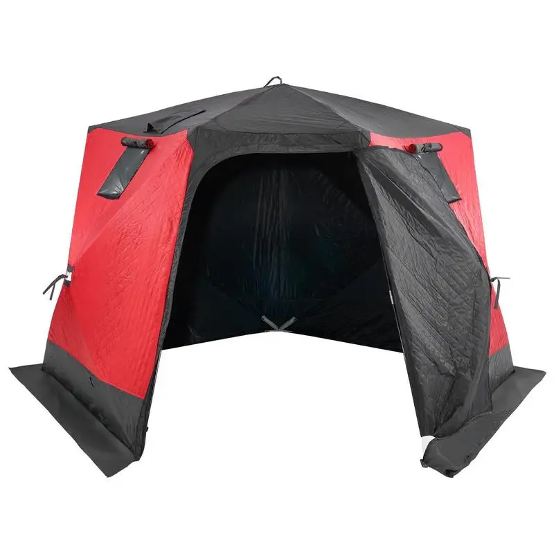 Carpa portátil para pesca en hielo, carpa desplegable para pesca en hielo para 4-6 personas, carpa de pesca hecha de tela Oxford 600D, sombrilla para pescadores, caseta de hielo para pesca en invierno, carpa con anclas/cuerda/bolsa de transporte, 3.3 x 3.3 x 2 m