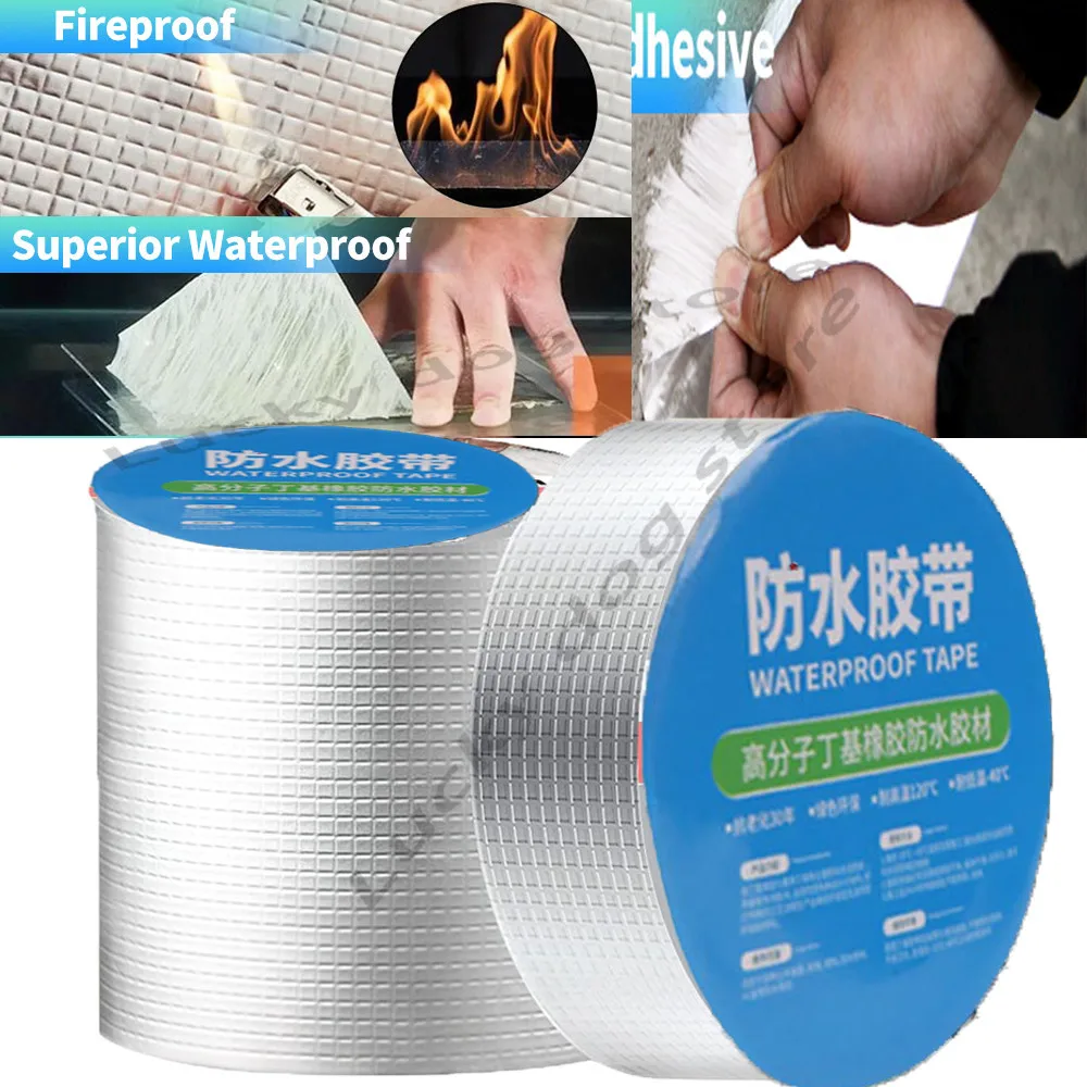 

Butyl Tape Waterproof Sealing Tape Aluminum Foil Butyl Rubber Tape for RV Repair Window Pipe Metal Roof Gutter Leak Patching