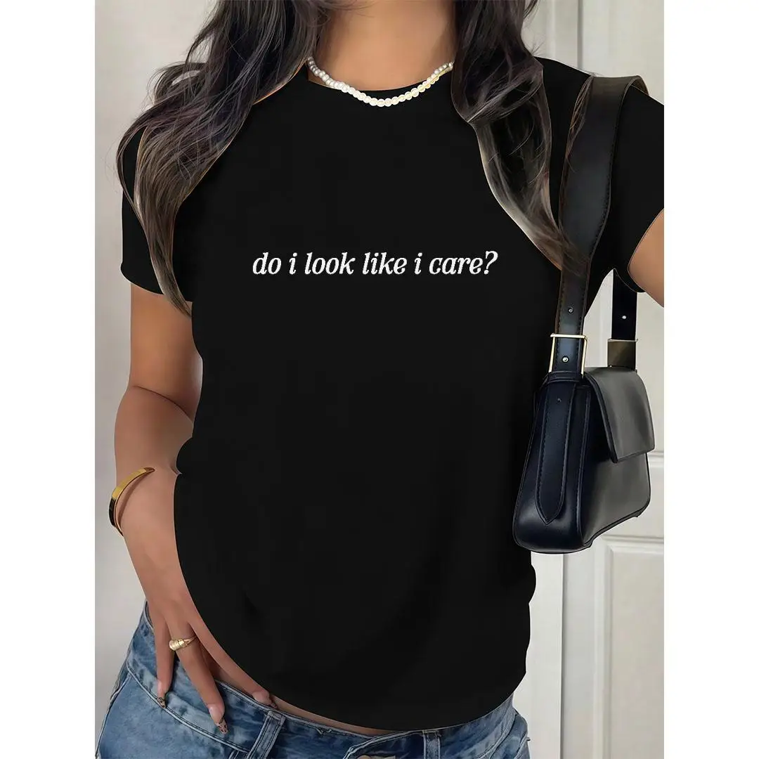 

Funny T-shirt, Do I Look Like I Care Slogan Tee, Sarcastic Quote, Humorous Saying Top for Women, Novelty Gift for Sarcasm Lovers