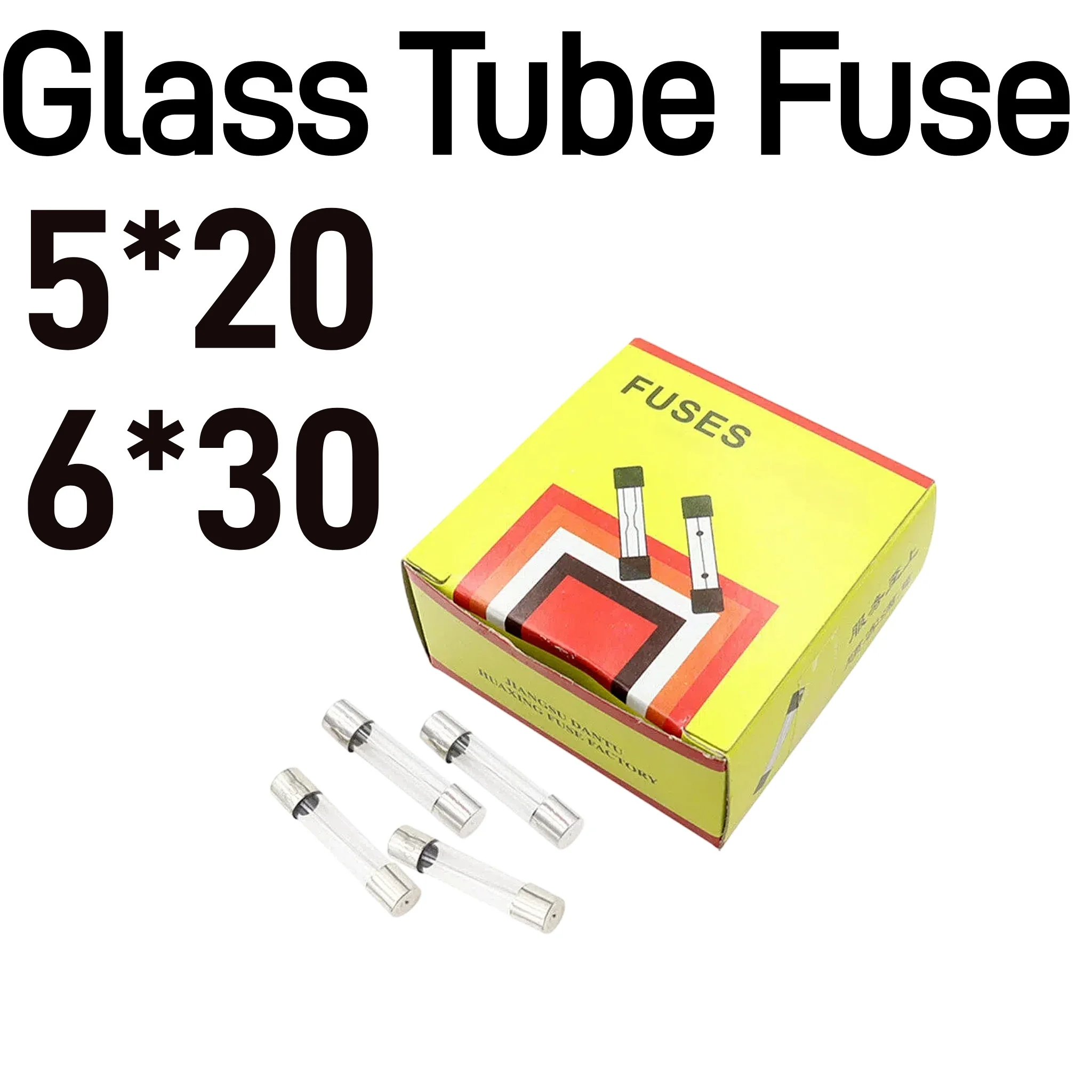 100Pcs Fast Blow Glass Tube Fuses 5*20mm 6*30mm 250V 0.1A-30A Quick Acting Glass Fuse 5x20 6x30mm