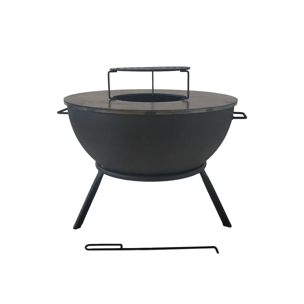 High Quality  Easily Cleaned Outside Fire Pit Bowl Black Steel Fire Bowl with Folding Legs