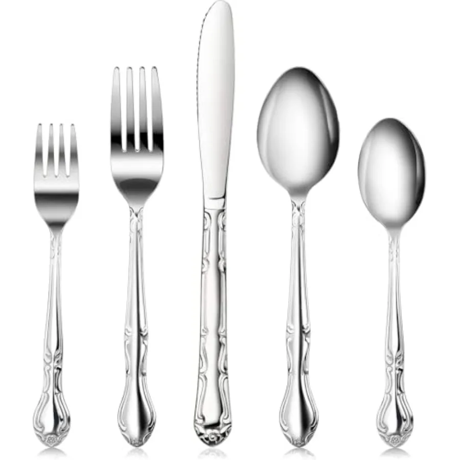 

58857 Rose Pattern 18/0 Stainless Steel 60 Pcs Flatware Set