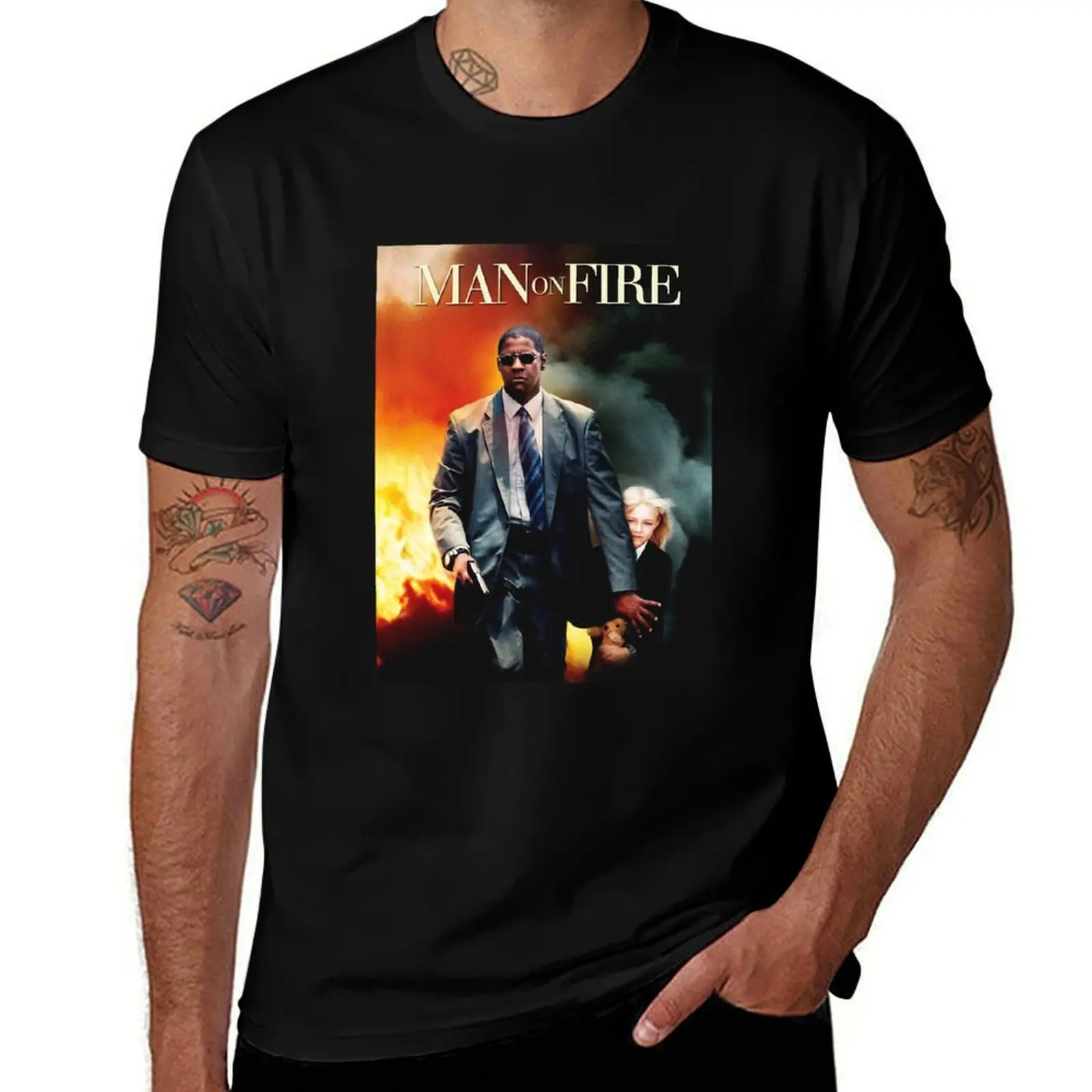 Man on fire poster T-Shirt man t shirt cotton T-Shirt