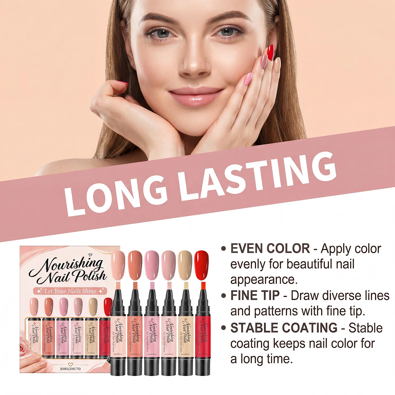 6 Colors Nail Polish Pen Quick Drying Polish Waterproof Long Last Shiny Nail Modification Beginner Friendly Diy Manicure Tools 4