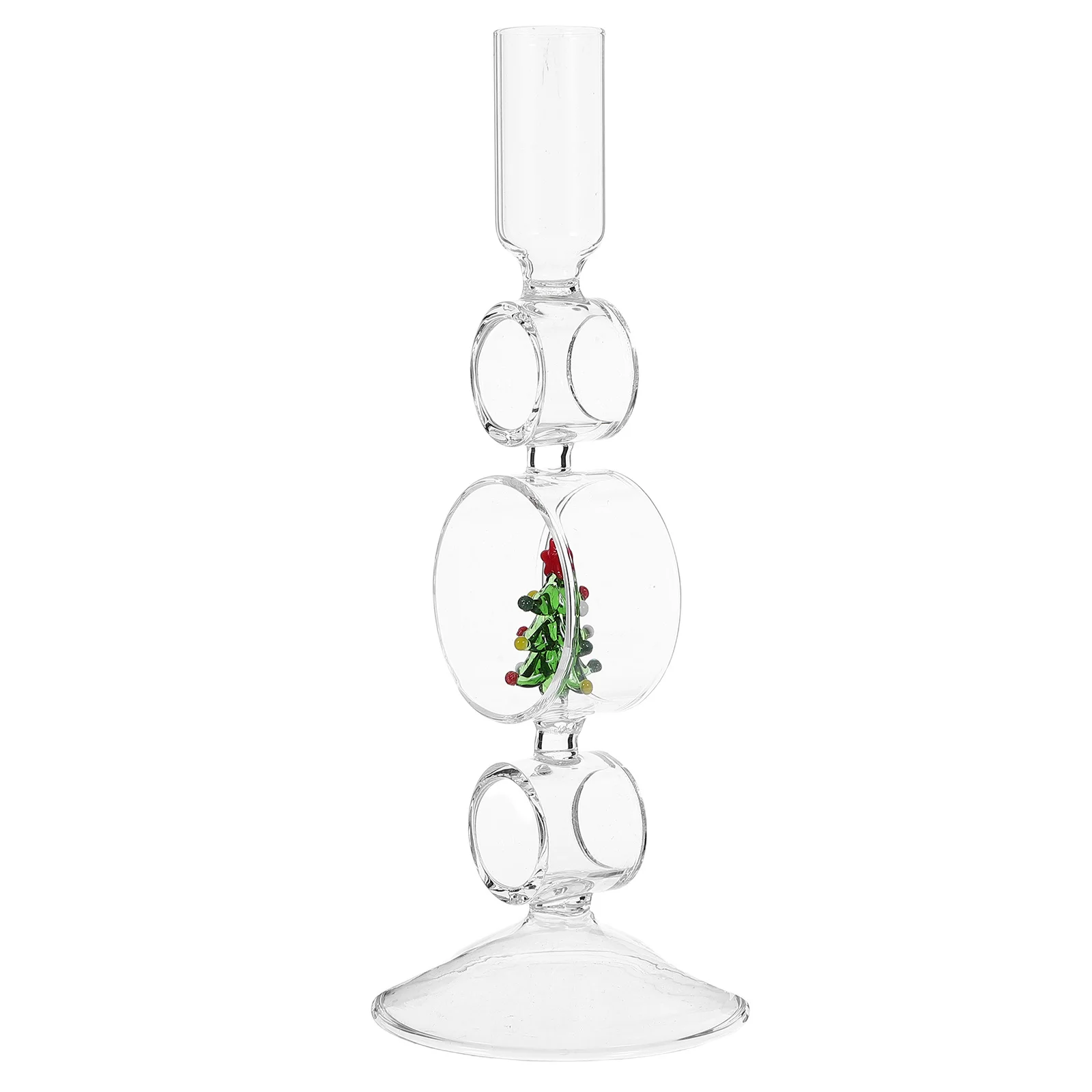 

Christmas Glass Candelabra 8.45x3.34x0.98in Clear Taper Holder Xmas Party Centerpiece Holiday Stand