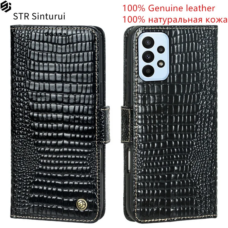 

STR Genuine lizard pattern leather card Slot Wallet Cover For Samsung Galaxy A23 A13 A73 A53 A33 A23 A52s A03 Core phone Case