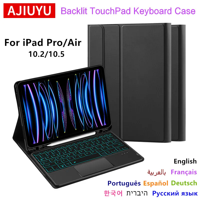 AJIUYU magiczna klawiatura pokrowiec na iPad Air 5 4. Cal 10.9 Pro 11 12.9 10.5 10. 3rd 10.2 10.5 9.7 inteligentna obudowa bezprzewodowa Bluetooth