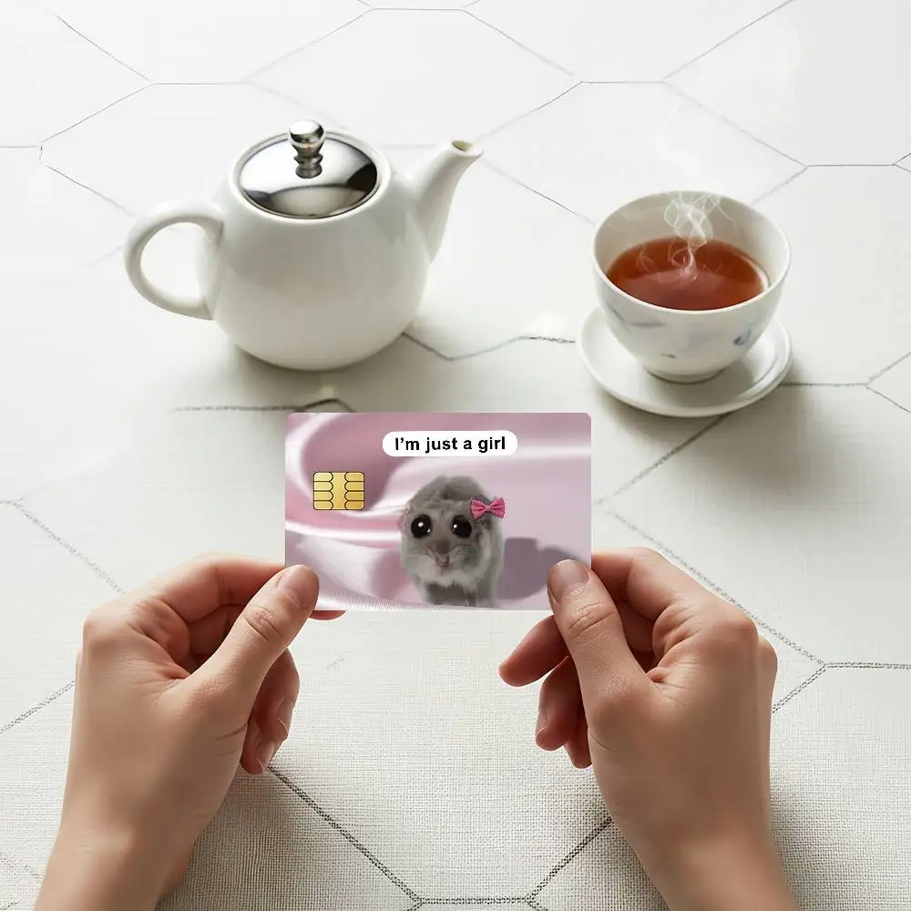 Funny Hamster Meme Credit Skin Cover Card Stickers 4PCS Film Bus Pass Front Decoration Bank Debit Waterproof