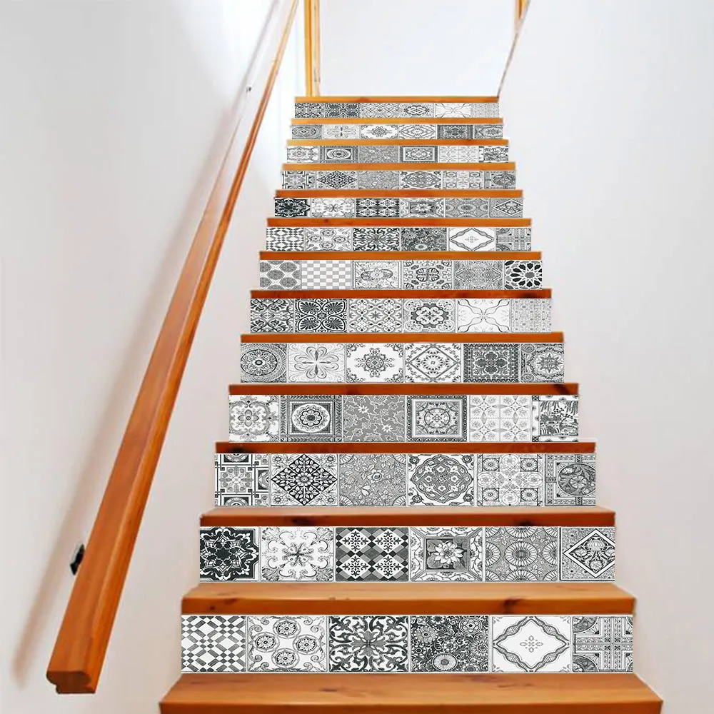

13PCS Vinyl Stair Stickers - Peel and Stick, Home Stair Renovation Decoration Stickers, 7.08x39.37 inches