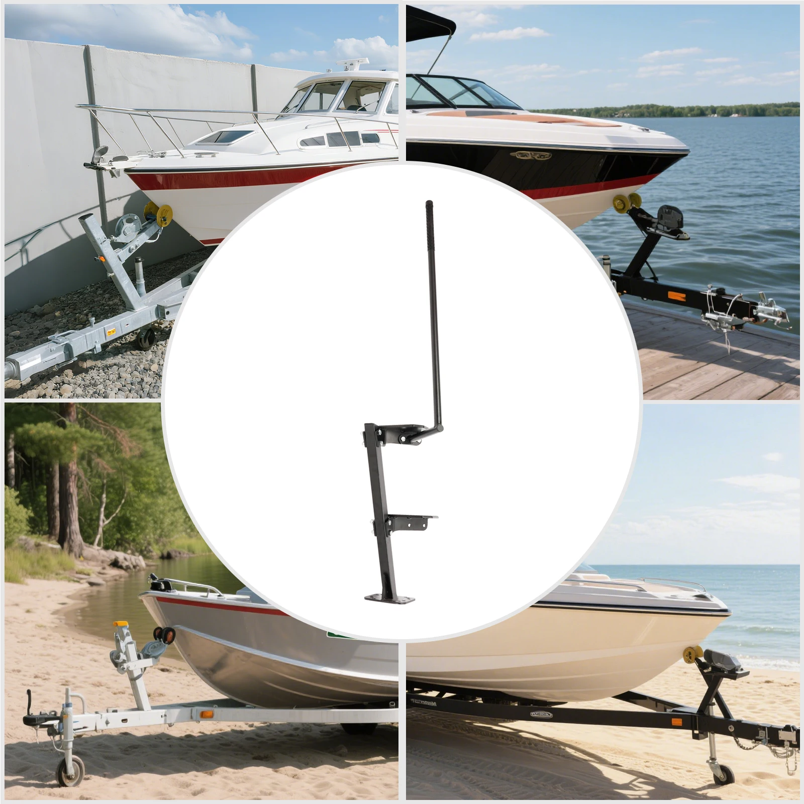 Boat Trailer Steps with Handrail 450LBS 2-Step Non-Slip EVA Pad Boat Trailer Ladder 3 Mount Angles for Saltwater Fishing