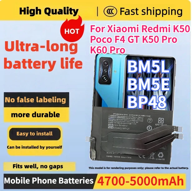 

Zero Cycles 5000mAh BM5L BM5E BP48 Battery for Xiaomi Redmi K50 / Poco F4 GT K50 Pro K60 Pro High-Quality Mobile Phone Batteries