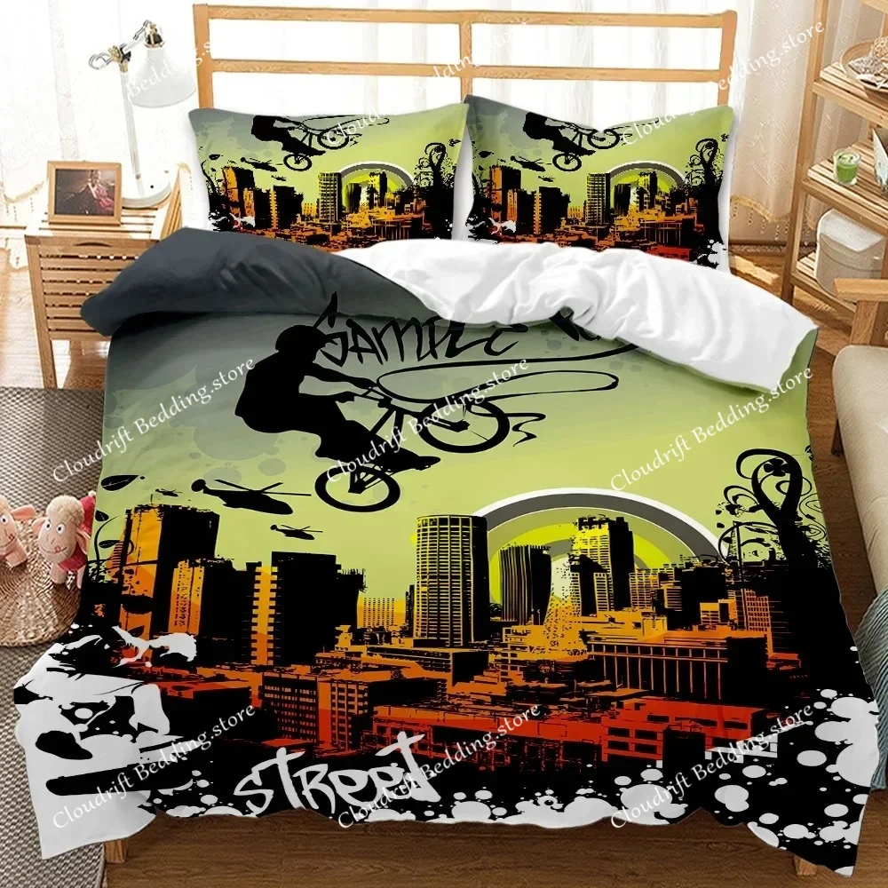 

Mountain bikes Bedding Set Boys Girls Twin Queen Size Duvet Cover Pillowcase Bed Kids Adult Fashion Home Textileextile