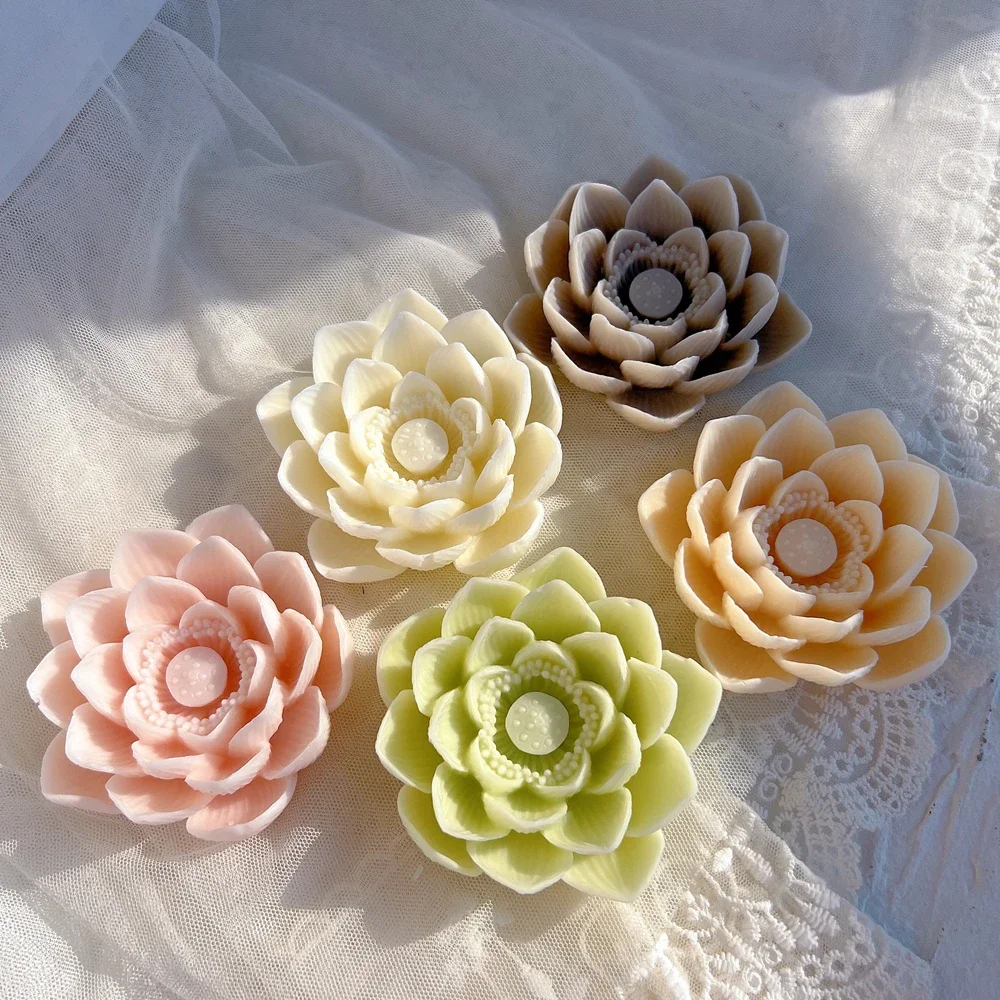 Lotus Bloom Flower Candles Mold Home Decorative Lotus Flower Silicone Candle Moulds