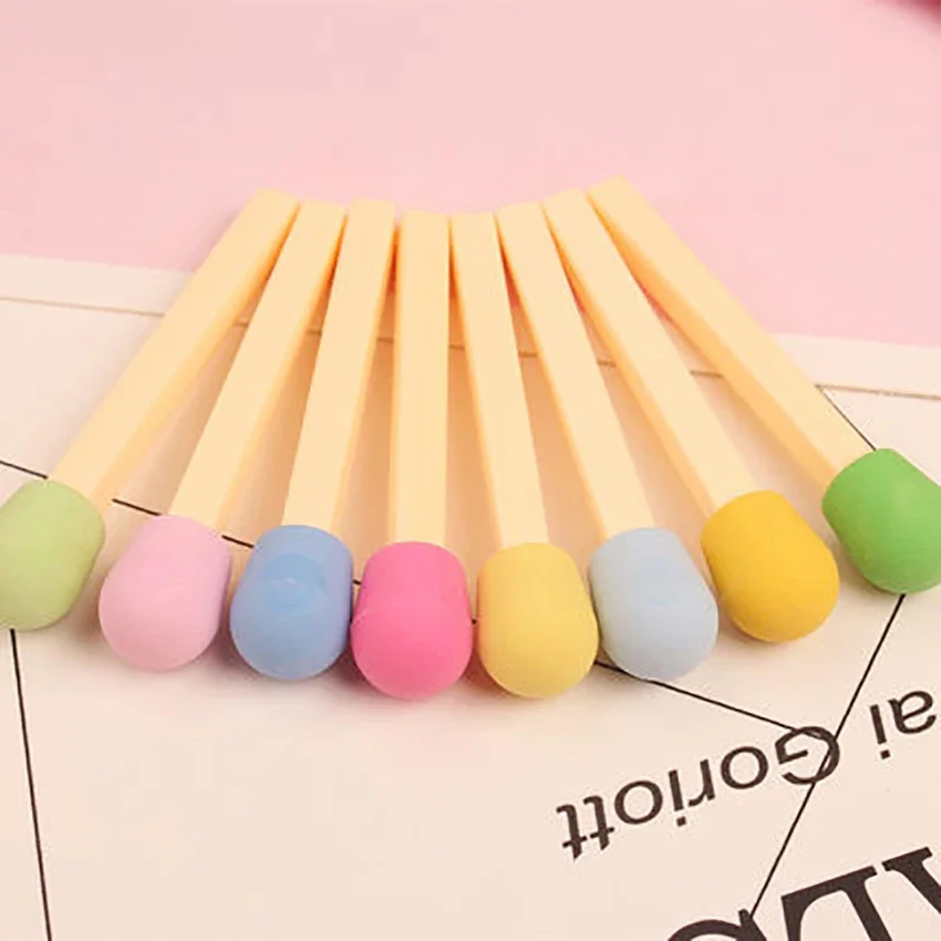 8pcs/set Matches Shapes Eraser Students Prize Gifts Cute Stick Bar Pencil Eraser Toys School Office Supplies Children's Toy Gift