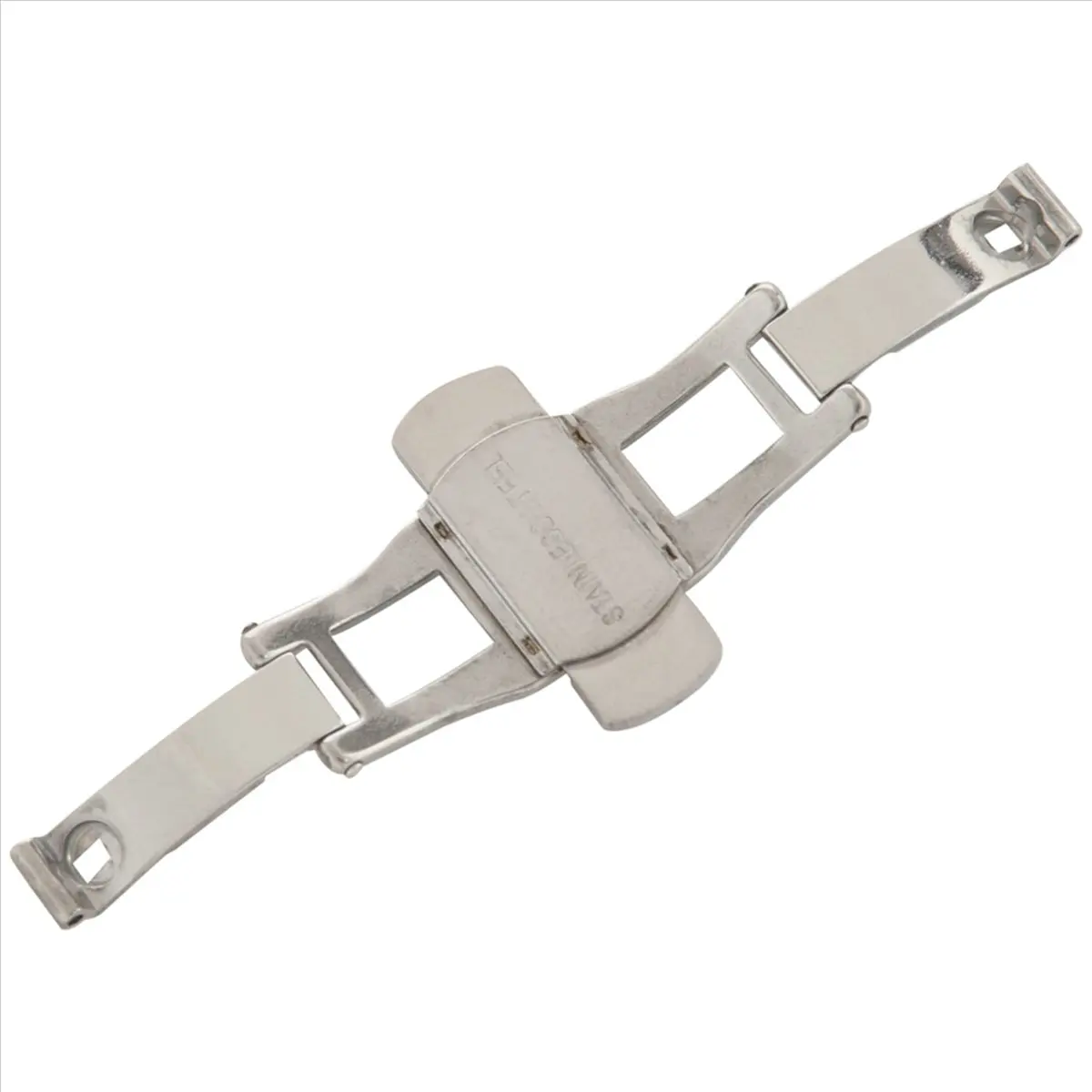 【buy new】 3X Double Push Button Butterfly Clasp Buckle Silver for 21mm Watch Band Strap